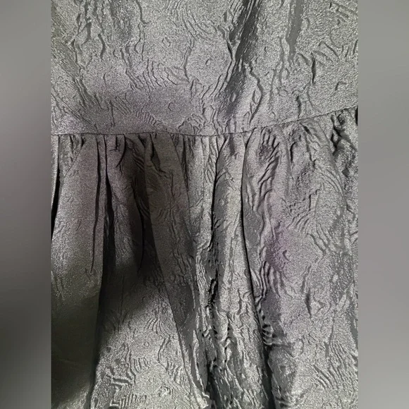 Lulus NWT Adorable Mood” Black Floral Jacquard Puff Sleeve Babydoll Dress Medium - Picture 14 of 14